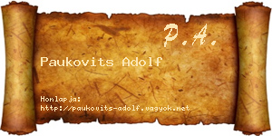 Paukovits Adolf névjegykártya